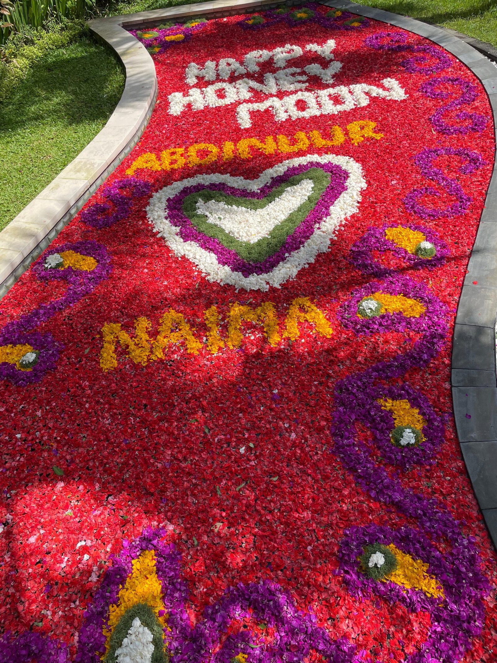 Colorful flower path for celebration called Petals on the Water