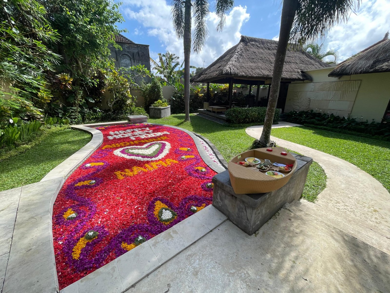 Colorful flower path in garden called Petals on the Water