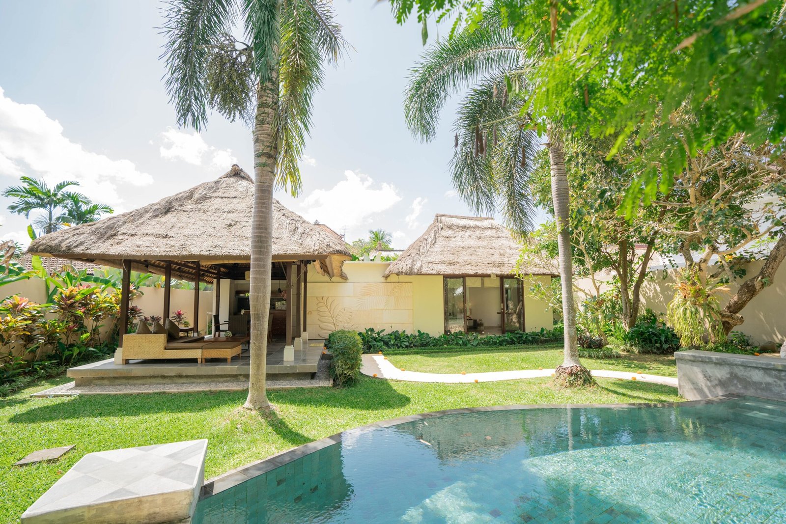 Tropical villa with lush greenery